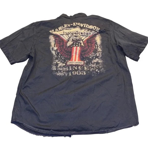 Harley Davidson Motorcycles | Mens XL | Short Sleeve Mechanics Work Shirt - Picture 1 of 15
